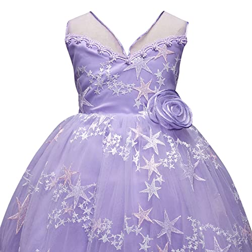 Hopscotch Girls Fit And Flare Knee-Length 0 Party Dresses in Lavender Color for Ages 6-7 Years