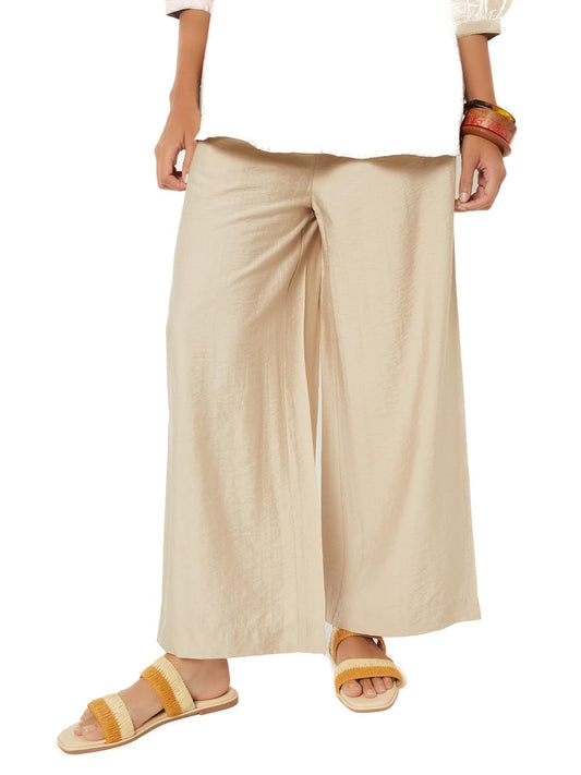 Max Women Solid Palazzo (Beige_M)
