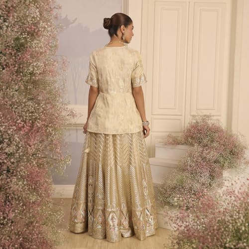 Biba Women's Viscose Lehenga Set (SKDZARI10202AW25BEG_Beige_36)