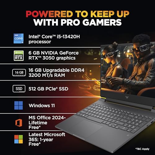 HP Victus, 13th Gen Intel Core i5-13420H, 6GB RTX 3050, 16GB DDR4(Upgradeable) 512GB SSD, FHD, 144Hz, 300 nits, IPS, 15.6''/39.6cm, Win11, M365* Office24, Mica Silver, 2.3kg, fa2700TX, Gaming Laptop