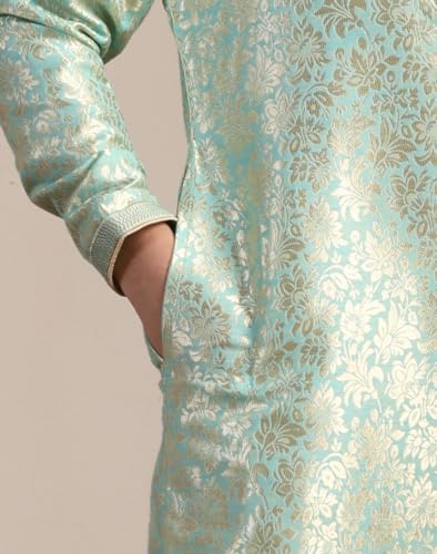 Manyavar Boys Green Brocade Kurta Pyjama Set(2-3 years)