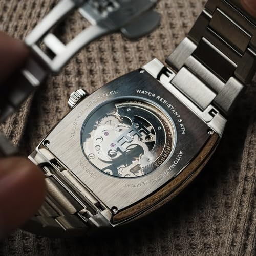 Thomas Earnshaw Men's 40mm Heritage Wellington Skeleton Automatic Watch with Leather Strap ES-8302, Merlot