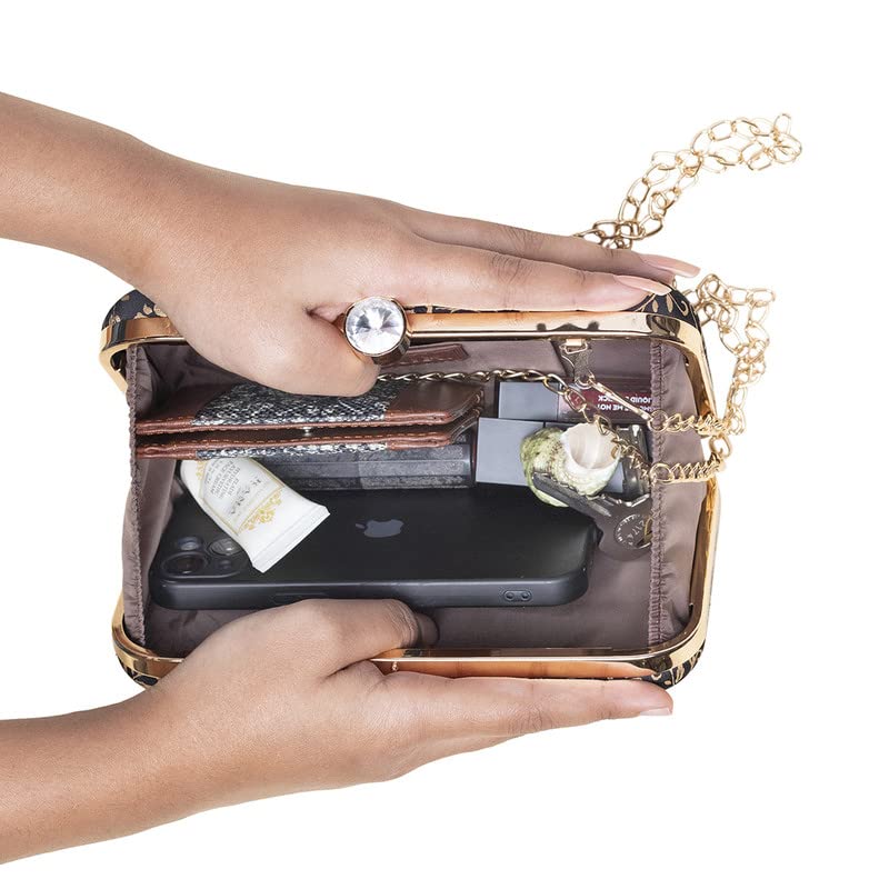 ZOUK Srinagar Garden Floral Printed Women's Mashru silk Black and Golden Clutch for iphone