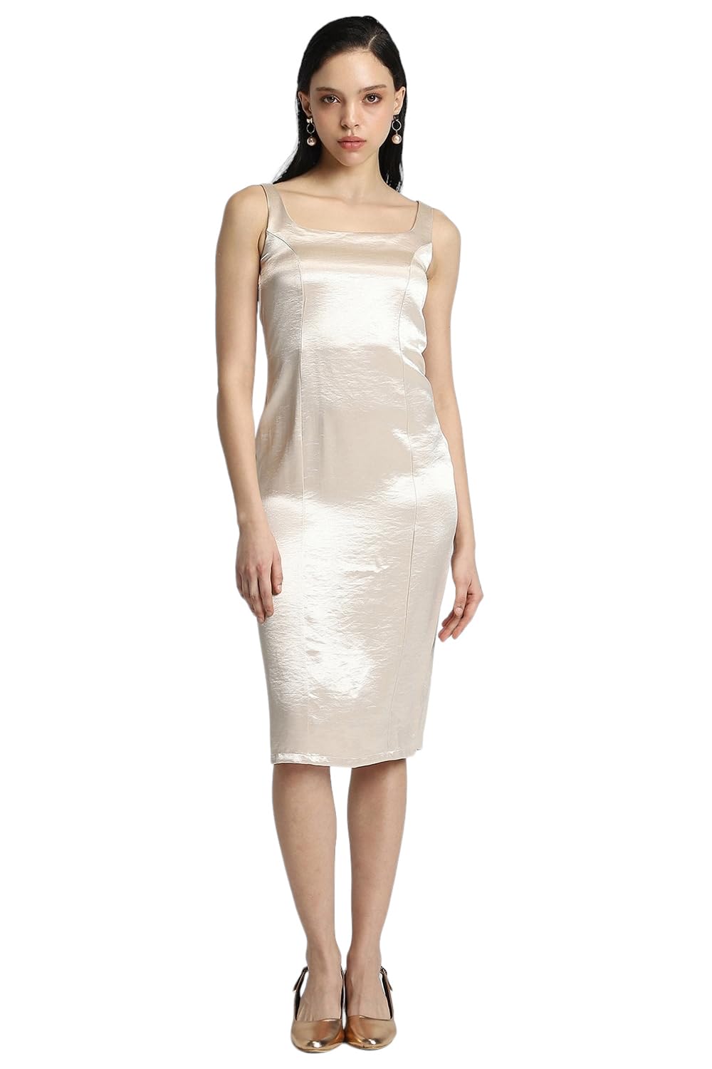 FOREVER 21 Women's Rayon Sheath Knee-Length Cocktail Dress (FWA23CDRF0085_Cream