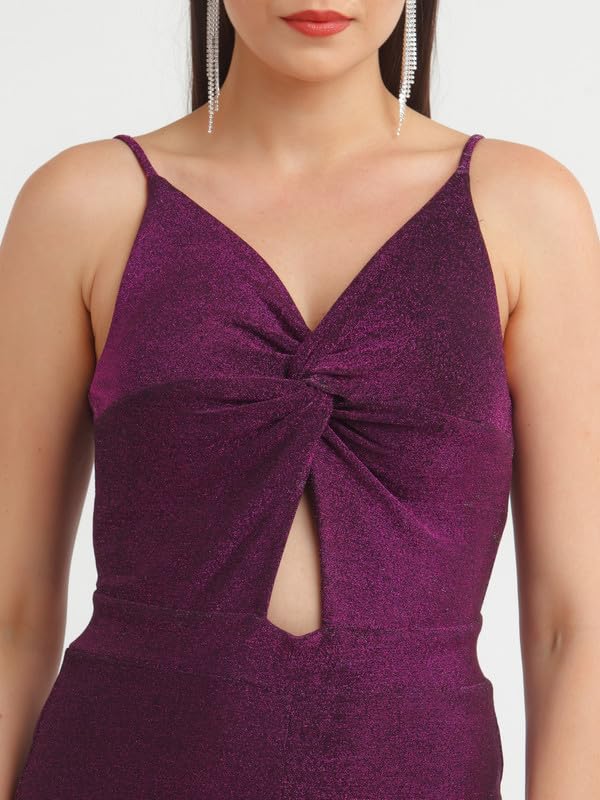 Zink Z Women's Purple Shimmer Twisted Basic Jumpsuit