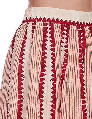 W for Woman Red and Ecru Arkali Skirt_20FEW50287-114228_M