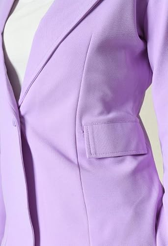 OFFICE PURPLE Women's Cotton Blend Solid Blazer & Pant Set with Camisole | Formal 3-Piece Set (Lavender, XL)