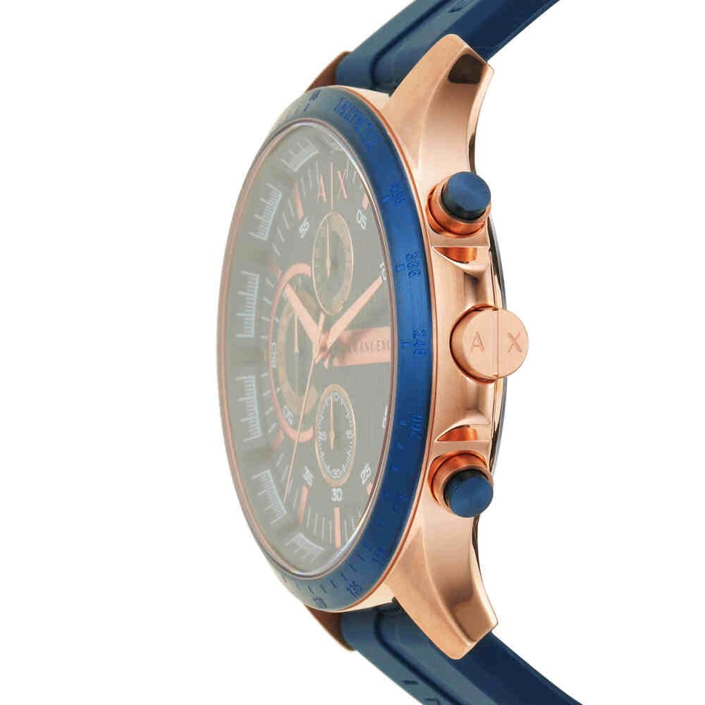 A|X Armani Exchange Men's Chronograph Quartz Watch with Silicone Strap AX2440, Blue, strap, blue, Standard, AX2440-AMZUK