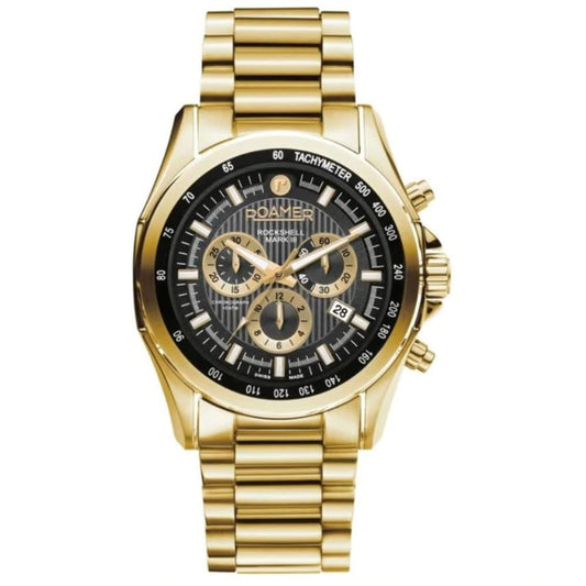 Roamer Black Dial with Gold Strap Rockshell Mark III Chrono Men's Watch - 220837 48 55 20