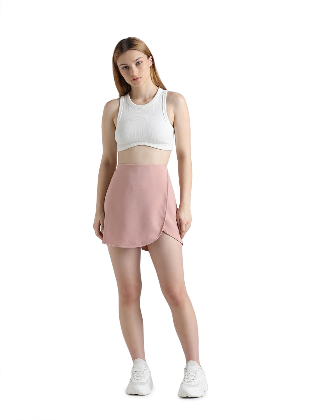 ONLY Pink High Rise Asymmetric Skorts