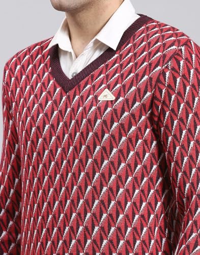 Monte Carlo Purple Wine Mix Self Design Pullover | Warm Woolen Pullover for Men | Soft Comfortable Knitted Winter Wear Sweater for Men's