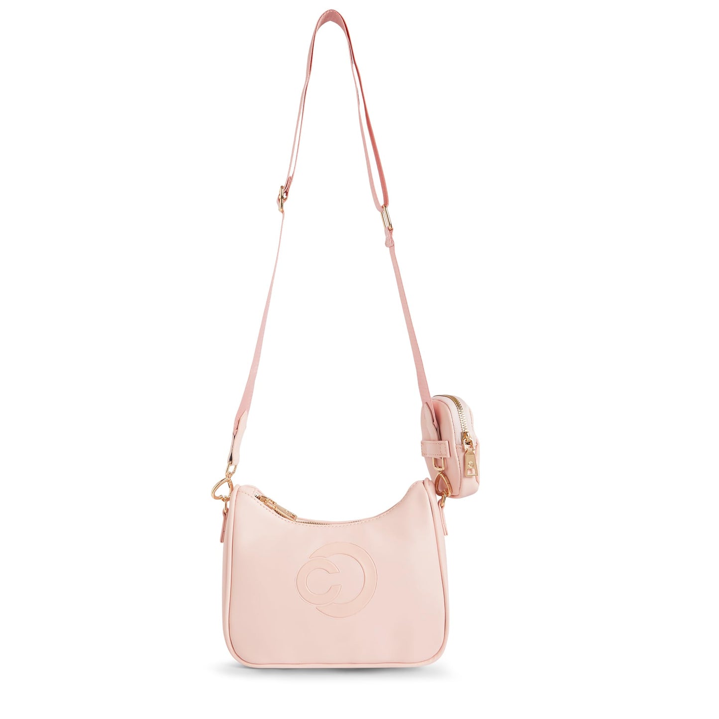 Caprese Monroe Medium Crossbody Bag for Women | Sleek Monogram Sling Bag with Detachable Pouch | Adjustable and Detachable Strap Shoulder Bag for Everyday Use (Blush)