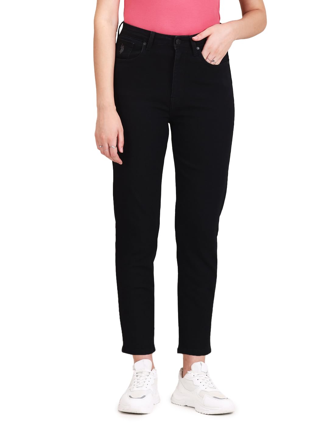 U.S. POLO ASSN. Women's High Rise Slim Fit Jeans (UWSS23JN024_Black_32)