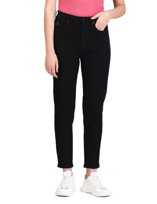 U.S. POLO ASSN. Women's High Rise Slim Fit Jeans (UWSS23JN024_Black_32)