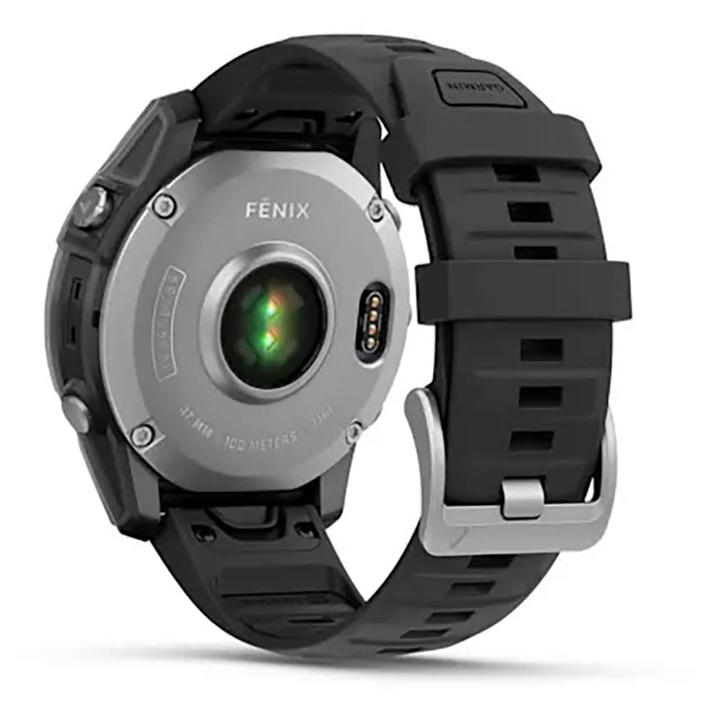 Garmin Fēnix® E – 47 mm, AMOLED Stainless Steel with Black Silicone Band