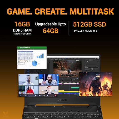 ASUS TUF A15 (2025), AMD Ryzen 7 7445HS,RTX 3050-4GB,75W TGP,16GB DDR5(Upgradeable Upto 64GB) 512GB SSD,FHD,15.6",144Hz,RGB Keyboard,Windows 11,Graphite Black,2.3 Kg FA506NCG-HN199W, Gaming Laptop