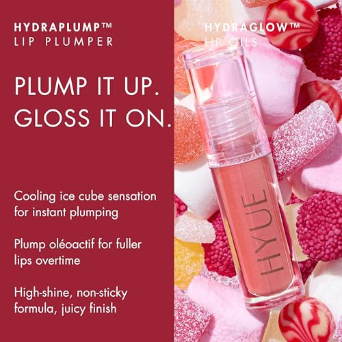 HYUE HydraPlump™ Lip Plumper | 4 ml | Long-term Plumping Effect & Hydration | Non-sticky Formula with Cooling Ice Cube sensation | Jojoba Oil, vit E & Pomegranate Extract | Flat-tip Applicator