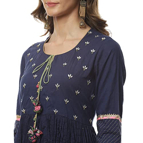 BIBA Women Cotton Solid Straight Salwar Kurta Dupatta(Skdassorted7670_Blue_32)