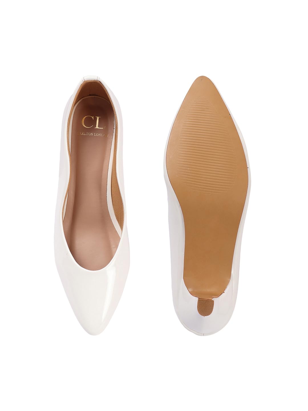 Carlton London Women White Stylish Slip-on Pump Shoes with Kitten Heels, Pointed Toe for Party and Formal Occasions (38)