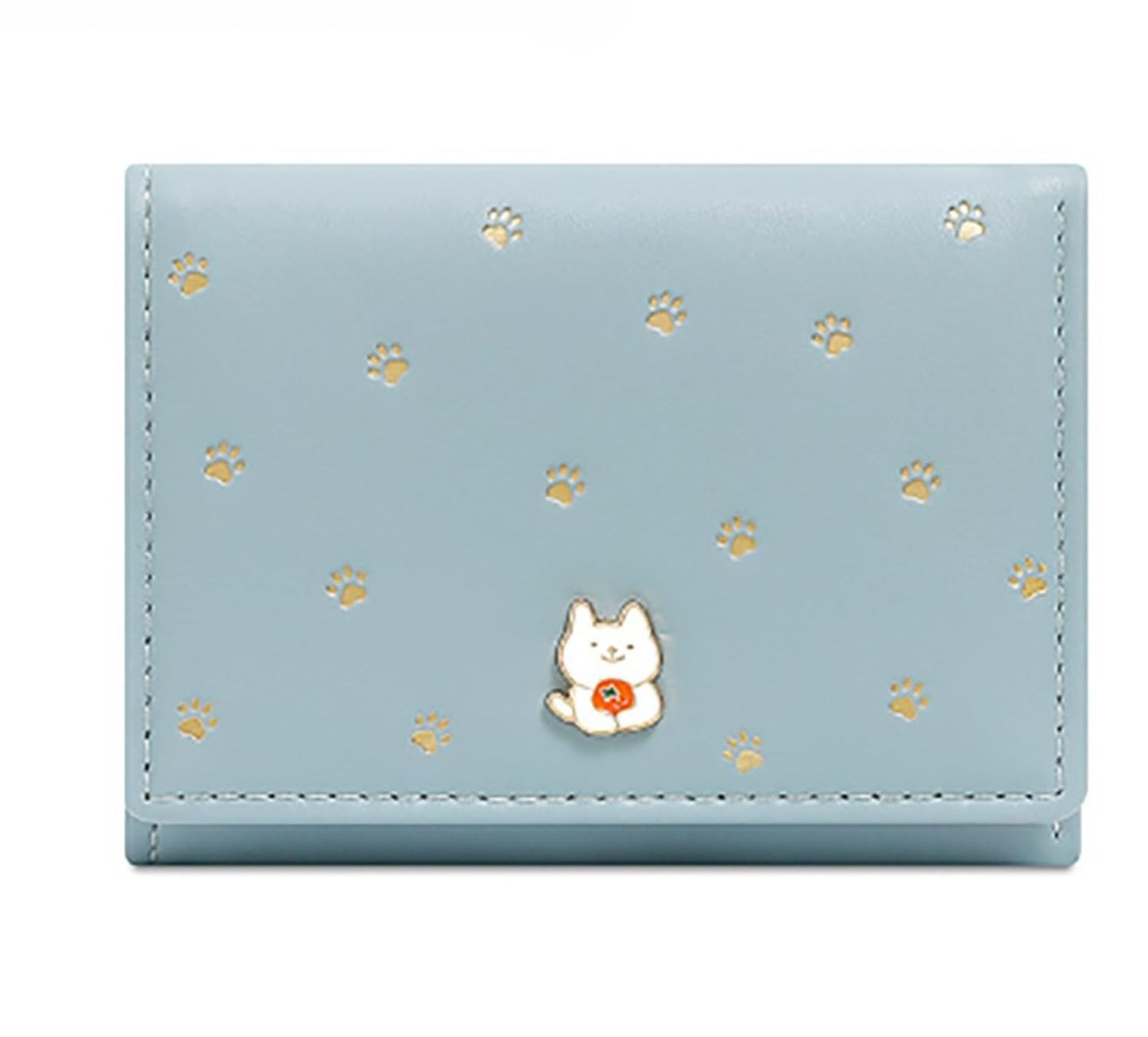 INOVERA (LABEL) Cute Small Wallet for Womens & Girls - Stylish Faux Leather Tri-Fold Cash, Card Holder Hand Purse (Light Blue)