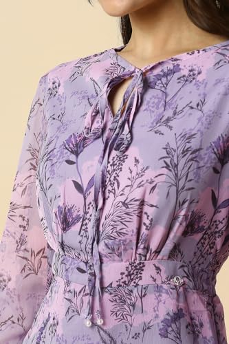 Allen Solly Women's Polyester Modern Mid-Thigh Length Dress (AHDRWRGF763596_Lilac