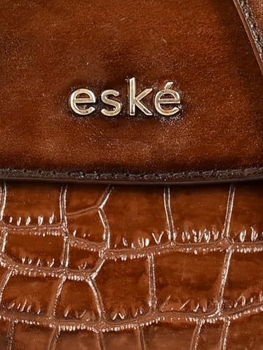 eske Noah Animal Print Genuine Leather Women Satchel (Tan Print)