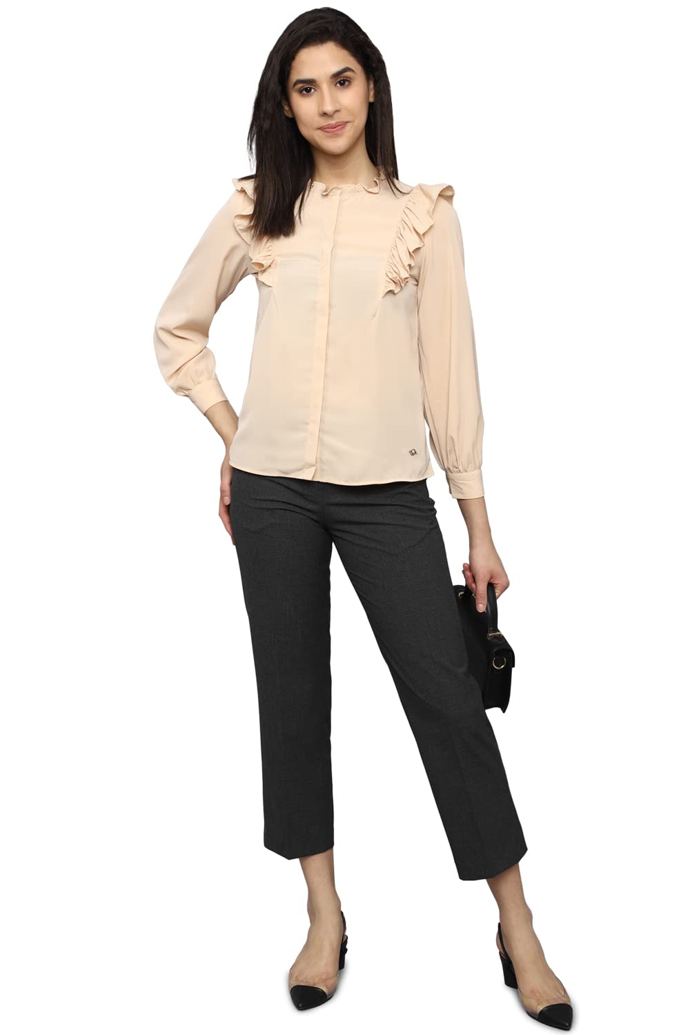 Allen Solly Women's Regular Casual Pants (Black) - SaumyasStore
