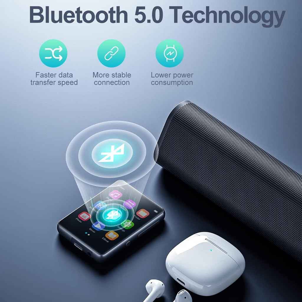 AUDIOCULAR M31 32GB Portable Mp3 Music Player with Bluetooth, 2.4” LCD Touch Screen, Video Playback, Built-in Speaker, Voice Recording Function Mini HiFi Lossless Digital Audio Player (32GB - Black)