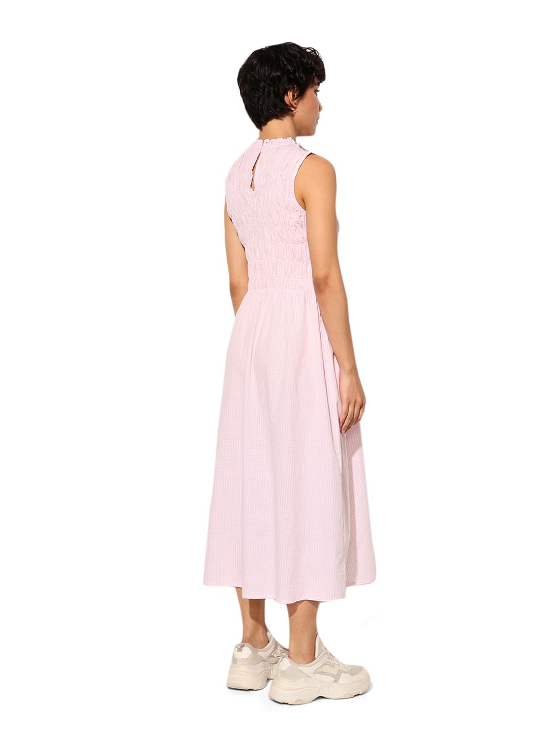 ONLY Women's Checked A-Line Midi Dress