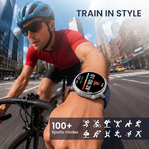 Fastrack Revoltt FR3 Pro Smartwatch with 1.43” AMOLED Display,Dynamic 60Hz Refresh,Nitrofast Charging,HRM,SpO2,Sleep,Multiple Menu Style,Functional Crown,IP68, BT calling,24/7 Health Suite - Dark Blue