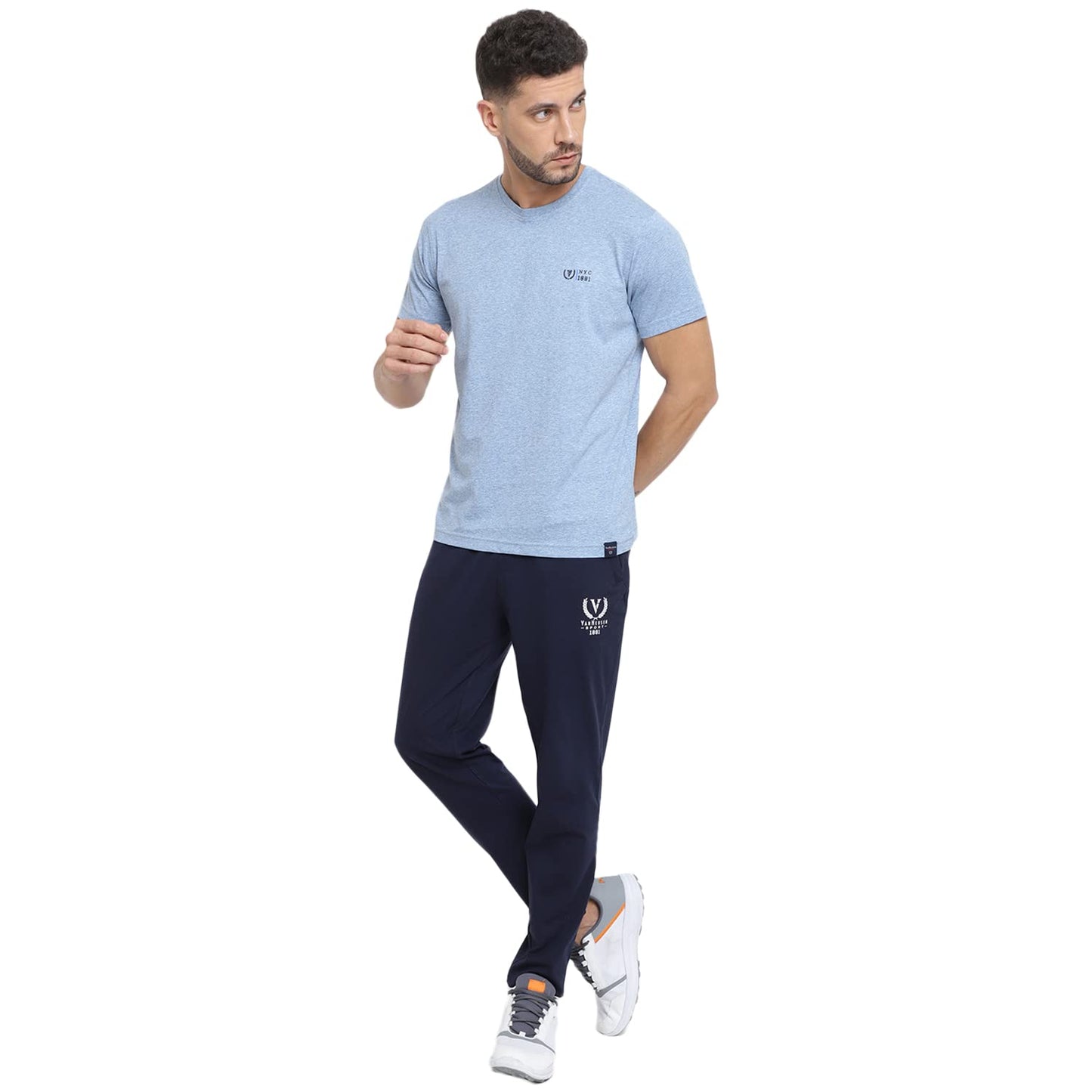 Van Heusen Men's Cotton Sport Crew Neck Regular Fit T-Shirt - Short Sleeve, Ultra Soft_70018_Sky Blue_XL