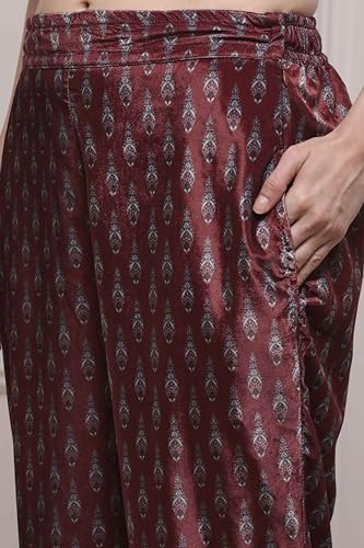 Biba Women Rust Polyester Straight Printed Suit Set_34