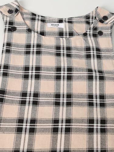 Max Girls Checked Dungaree Dress with Top (Black_2-3 Y)