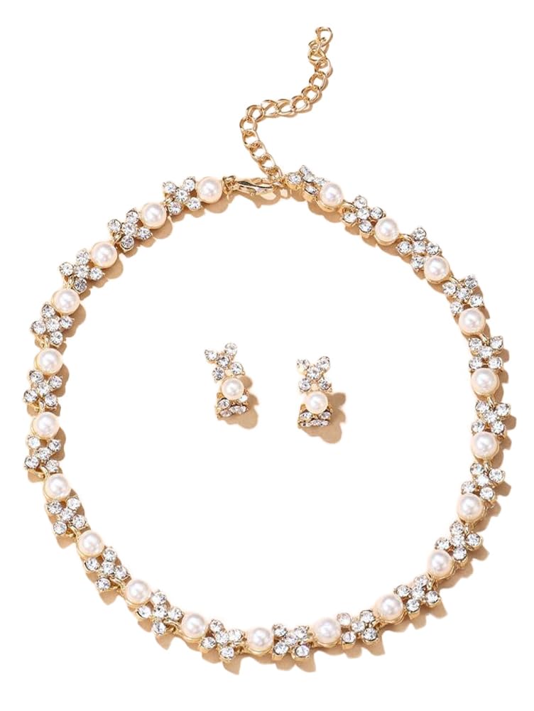 Shining Diva Fashion Necklace Jewellery Set for Women Latest Stylish Design Fancy Pearl Choker (15219s)