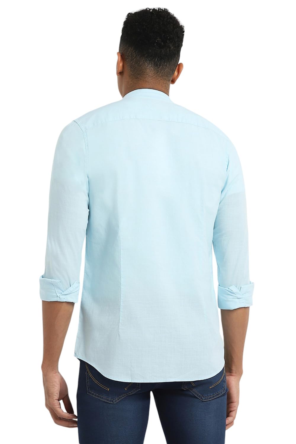 Allen Solly Cotton Men's Slim FiT-Shirt (Assfwmofx67262_Sky Blue_40)