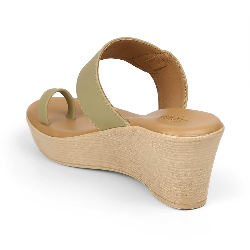 tresmode KANNES Green Women's Dress Wedge Sandals in Size 6 UK / 39 EU