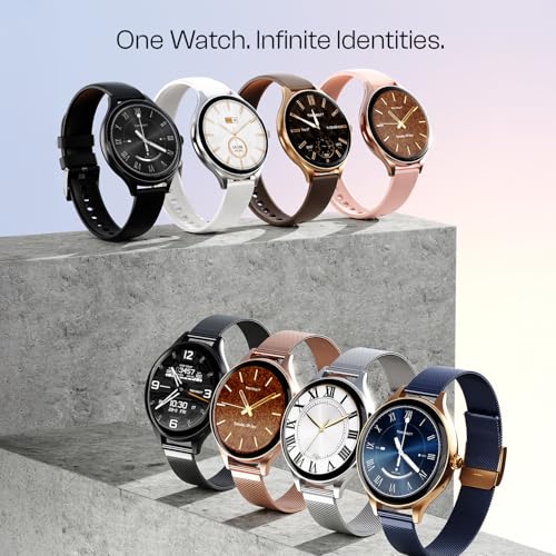 Fire-Boltt Phoenix Air Smart Watch 1.26” Round Display, Rotating Button, Wireless Charging, Ultra Lightweight Metal Body, Bluetooth Calling, Smartwatch with Silicone & Mesh Steel Straps Onyx Black