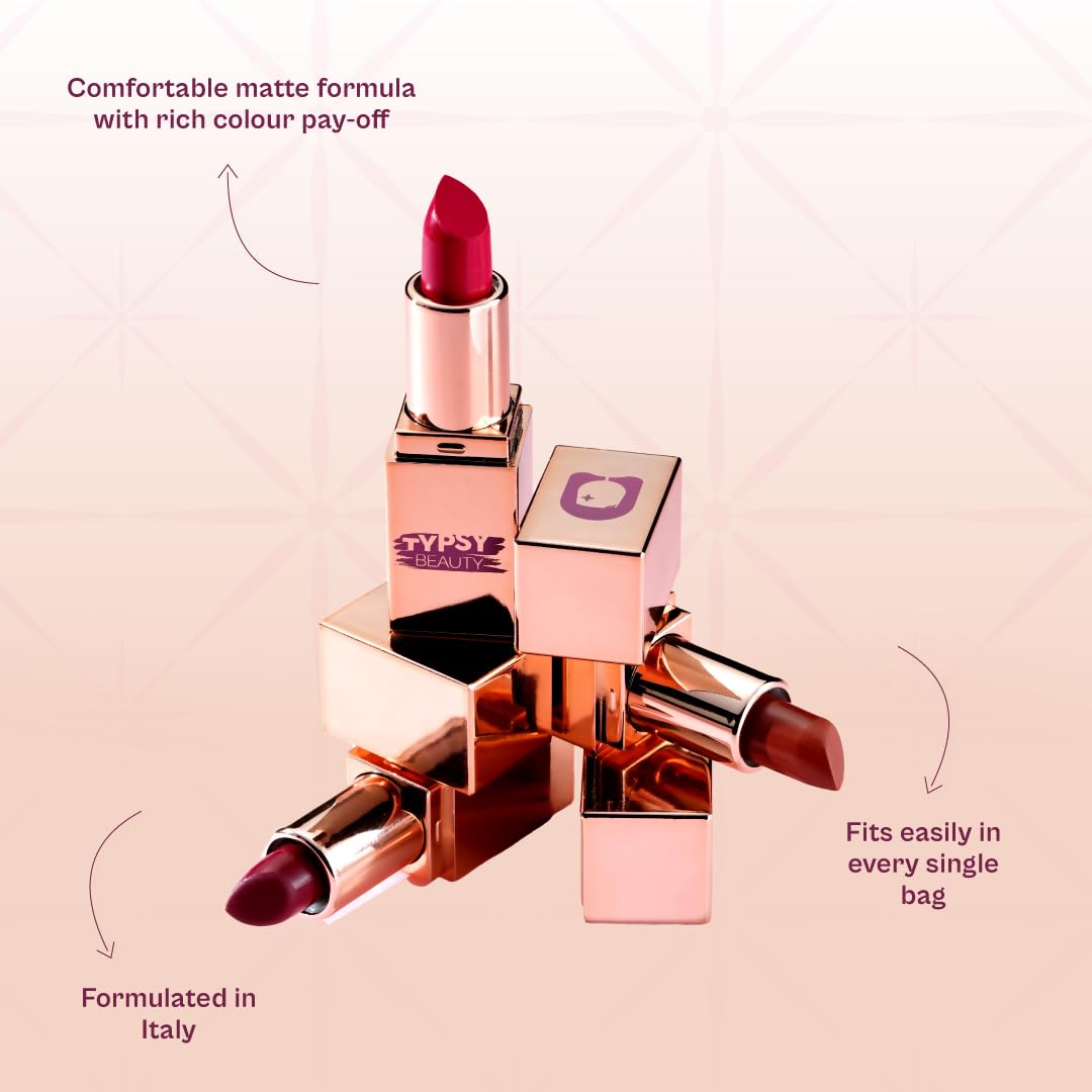 Typsy Beauty Happy Hour Mini Lippie | Creamy Semi Matte Finish | Travel Friendly | Lightweight | Non-Sticky Mini Lipstick for Women | Raspberry Rush 06 | 1.5 gm
