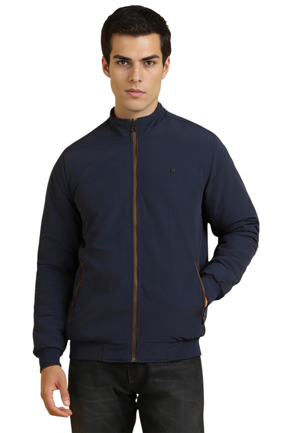 Allen Solly Men's A-Line Coat (ASJKMJBOFZ41125_Navy