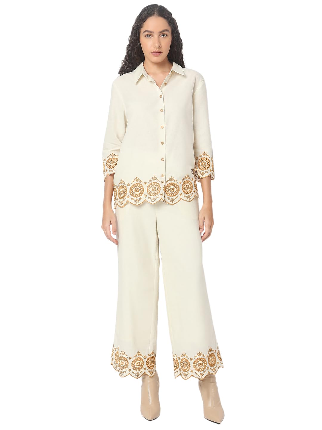 VERO MODA Women Regular Fit Beige Shirt
