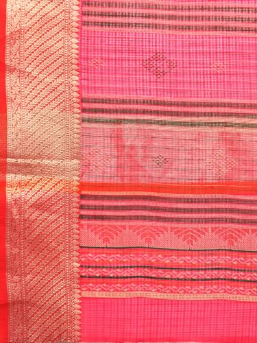 Kalyan Silks Pink multy zikzak printed chanderi cotton saree