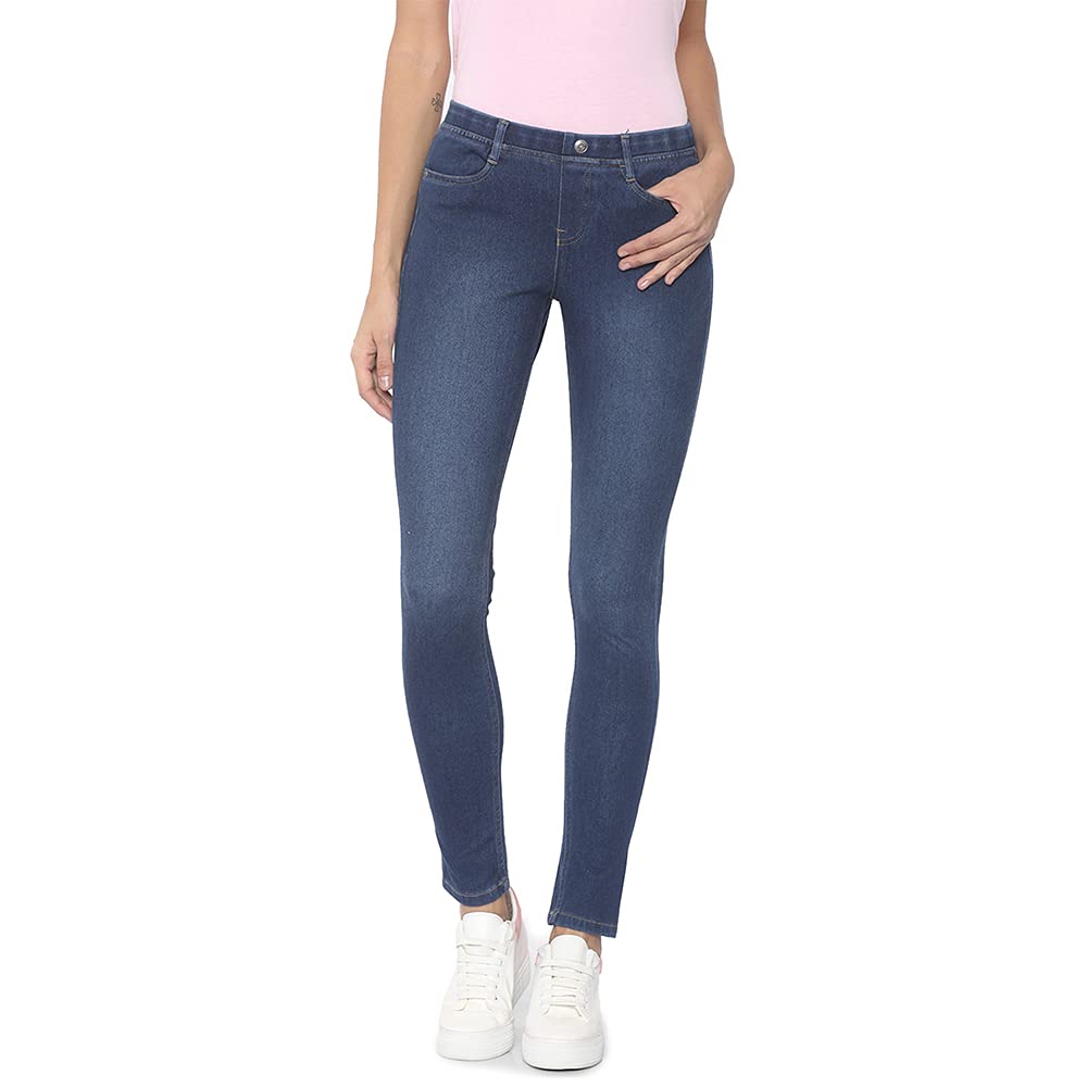 GO COLORS Women Blue Mid Rise Cotton Premium Denim Jegging - S