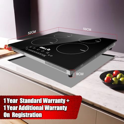 IBELL IBL EMINENCE04 Induction Hob, High Power, 7200W, Spacious cooktop with 2 year warranty, 9 Power Levels, Touch panel and Toughend Glass Top, (Black)