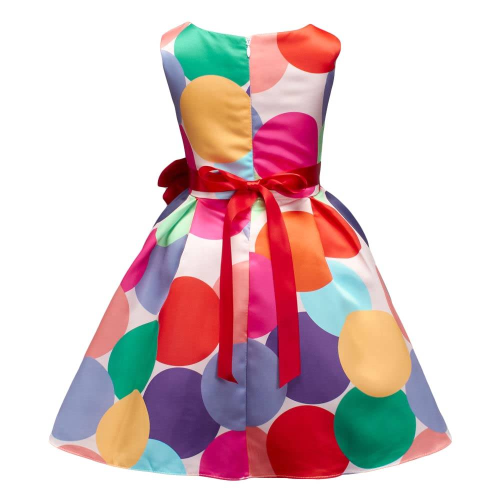 Hopscotch Girls Knee Length Party Dresses in Multi Color For Ages (5-6 Years)