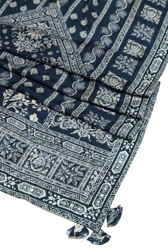 Soch Womens Indigo Dola Silk Floral Print Suit Set With Beads
