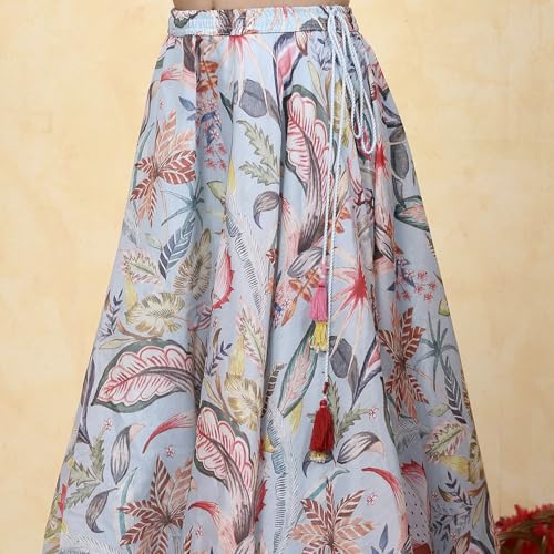 Biba Girls Blue Georgette Dyed Relaxed Lehenga Set_2-3Y