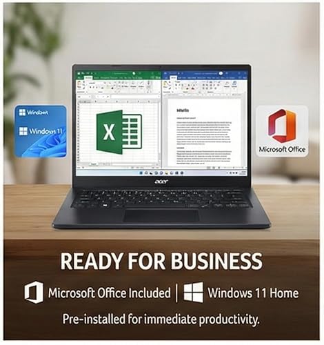 Acer TravelLite Thin Laptop AMD Ryzen 5 7430U (6-Core) |8GB RAM, 512GB SSD | 14" Full HD Anti-Glare Display |Privacy Shutter| Windows 11| MS Office | Metal Body | 1.34Kg | Black | 1 Year Warranty