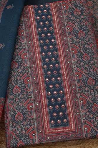 Soch Womens Rust Chanderi Ethnic Motifs Unstitched Dress Material With Sequins