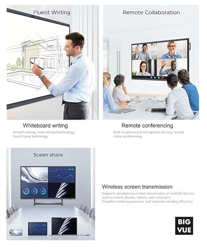 BIG VUE Pluss 55 Inch Android 14 Interactive Television, All-in-1 Digital Panel Board, 8 GB RAM 128 GB ROM, Ai, Multitouch Screen Display for Teaching, Classroom & Office Use