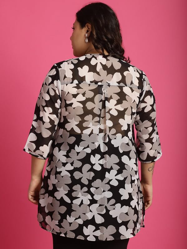 theRebelinme Plus Size Collarless Shirt for Women